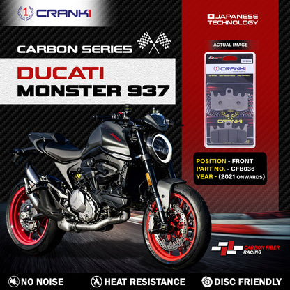 Crank1 Carbon Brake Pads For Ducati Monster 937 (2021 Onwards) - Front - CFB036 - 2 Sets