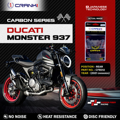 Crank1 Carbon Brake Pads For Ducati Monster 937 (2021 Onwards) - Rear - CFB312
