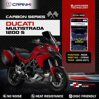 Crank1 Carbon Brake Pads For Ducati Multistrada 1200 S (2015-2017) - Rear - CFB181