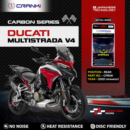 Crank1 Carbon Brake Pads For Ducati Multistrada 1200 V4 (2021 Onwards) - Rear - CFB181