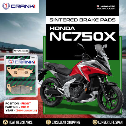 Crank1 Sintered Brake Pads For Honda NC750X (2014 Onwards) - Front - CB691
