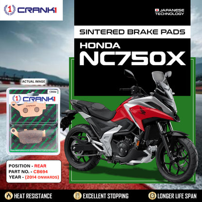 Crank1 Sintered Brake Pads For Honda NC750X (2014 Onwards) - Rear - CB694