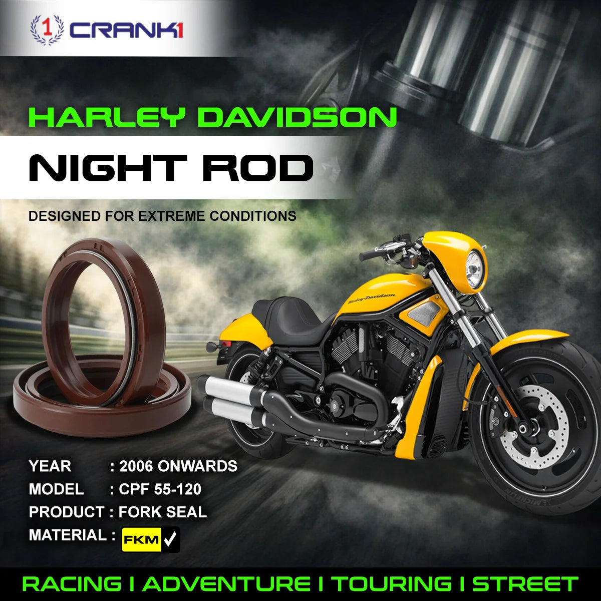 Crank1 Fork Oil Seals Pair For Harley Davidson Night Rod (2006 Onwards) - CPF55-120