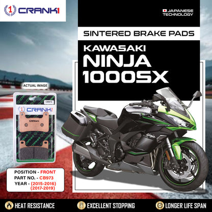 Crank1 Sintered Brake Pads For Kawasaki Ninja 1000SX (2015-2016) (2017-2019) - Front - CB973 - 2 Sets