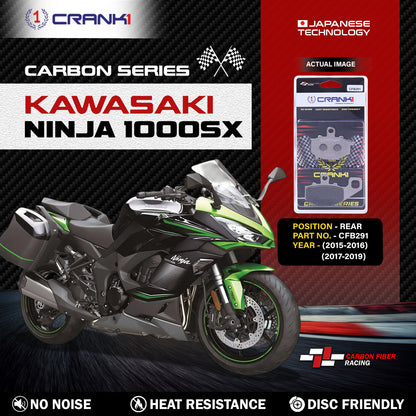 Crank1 Carbon Brake Pads For Kawasaki Ninja 1000SX (2015-2016) (2017-2019) - Rear - CFB291