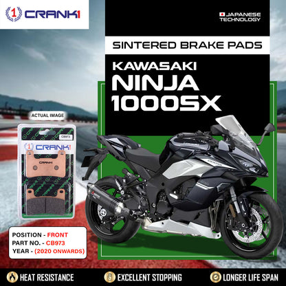 Crank1 Sintered Brake Pads For Kawasaki Ninja 1000SX (2020 Onwards) - Front - CB973 - 2 Sets