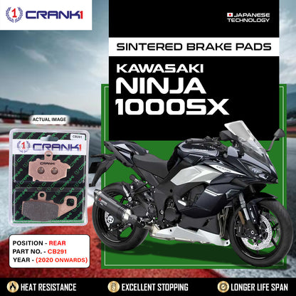 Crank1 Sintered Brake Pads For  Kawasaki Ninja 1000SX (2020 Onwards) - Rear - CB291