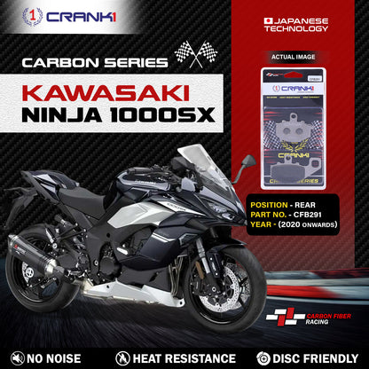 Crank1 Carbon Brake Pads For Kawasaki Ninja 1000SX (2020 Onwards) - Rear - CFB291