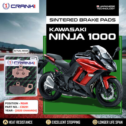 Crank1 Sintered Brake Pads For Kawasaki Ninja 1000 (2020 Onwards) - Rear - CB291