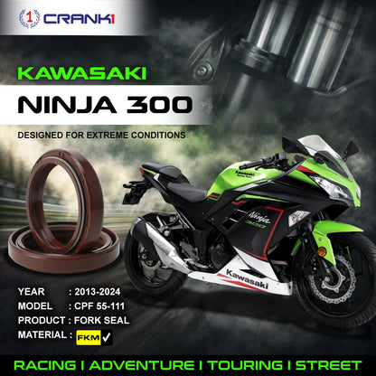 Crank1 Fork Oil Seals Pair For Kawasaki Ninja 300 (2013-2024) - CPF55-111
