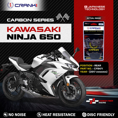 Crank1 Carbon Brake Pads For Kawasaki Ninja 650 (2017 Onwards) - Rear - CFB471