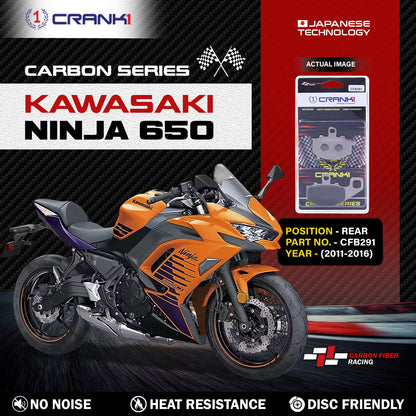 Crank1 Carbon Brake Pads For Kawasaki Ninja 650 (2006-2016) - Rear - CFB291