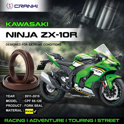 Crank1 Fork Oil Seals Pair For Kawasaki Ninja ZX-10R (2011-2015) - CPF55-120