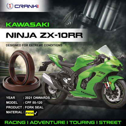 Crank1 Fork Oil Seals Pair For Kawasaki Ninja ZX-10RR (2021 Onwards) - CPF55-120