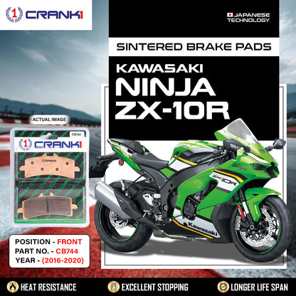 Crank1 Sintered Brake Pads For Kawasaki Ninja ZX-10R (2016-2020) - Front - CB744 - 2 Sets