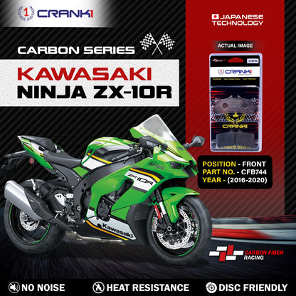 Crank1 Carbon Brake Pads For Kawasaki Ninja ZX-10R (2016-2020) - Front - CFB744 - 2 Sets