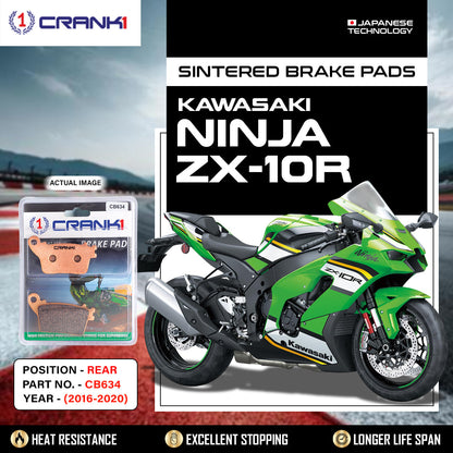 Crank1 Sintered Brake Pads For Kawasaki Ninja ZX-10R (2016-2020) - Rear - CB634