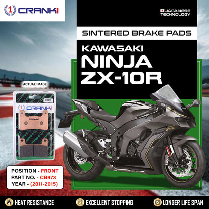 Crank1 Sintered Brake Pads For Kawasaki Ninja ZX-10R (2011-2015) - Front - CB973 - 2 Sets