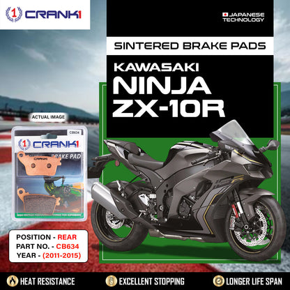 Crank1 Sintered Brake Pads For Kawasaki Ninja ZX-10R (2011-2015) - Rear - CB634