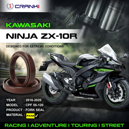 Crank1 Fork Oil Seals Pair For Kawasaki Ninja ZX-10R (2016-2020) - CPF55-120