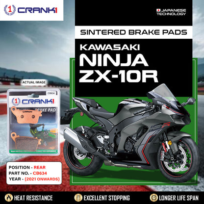 Crank1 Sintered Brake Pads For Kawasaki Ninja ZX-10R (2021 Onwards) - Rear - CB634
