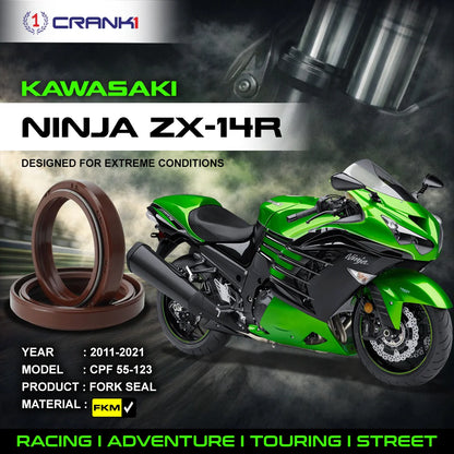 Crank1 Fork Oil Seals Pair For Kawasaki Ninja ZX-14R (2011-2021) - CPF55-123