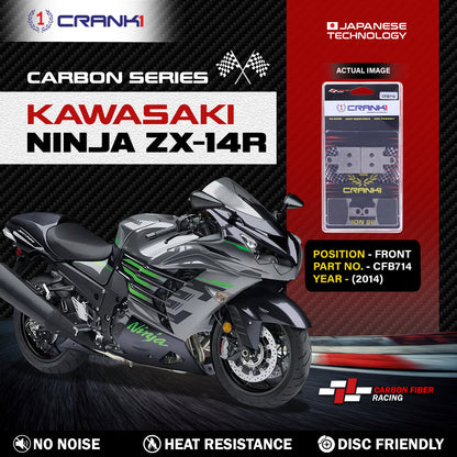 Crank1 Carbon Brake Pads For Kawasaki Ninja ZX-14R (2014) - Front - CFB714 - 2 Sets
