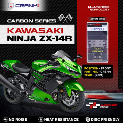 Crank1 Carbon Brake Pads For Kawasaki Ninja ZX-14R (2021) - Front - CFB714 - 2 Sets