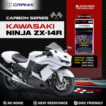 Crank1 Carbon Brake Pads For Kawasaki Ninja ZX-14R (2011-2013) (2015-2020) - Front - CFB744 - 2 Sets