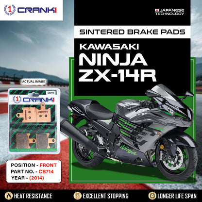 Crank1 Sintered Brake Pads For Kawasaki Ninja ZX-14R (2014) - Front - CB714 - 2 Sets