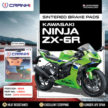 Crank1 Sintered Brake Pads For Kawasaki Ninja ZX-6R (2019 Onwards) - Rear - CB634