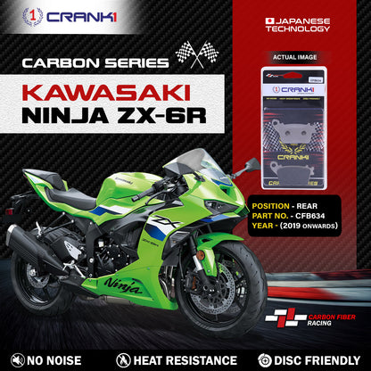 Crank1 Carbon Brake Pads For Kawasaki Ninja ZX-6R (2019 Onwards) - Rear - CFB634