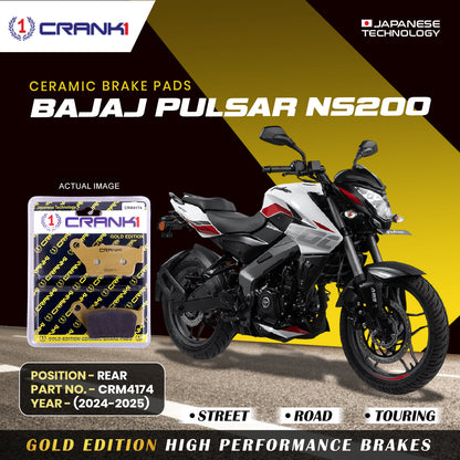 Crank1 Ceramic Brake Pads For Bajaj Pulsar NS200 (2024-2025) - Rear - CRM4174 - 1 Set