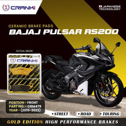 Crank1 Ceramic Brake Pads For Bajaj Pulsar RS200 (2015-2023) - Front - CRM479 - 1 Set