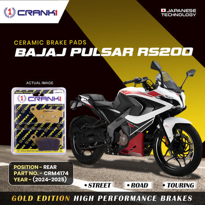 Crank1 Ceramic Brake Pads For Bajaj Pulsar RS200 (2024-2025) - Rear - CRM4174 - 1 Set