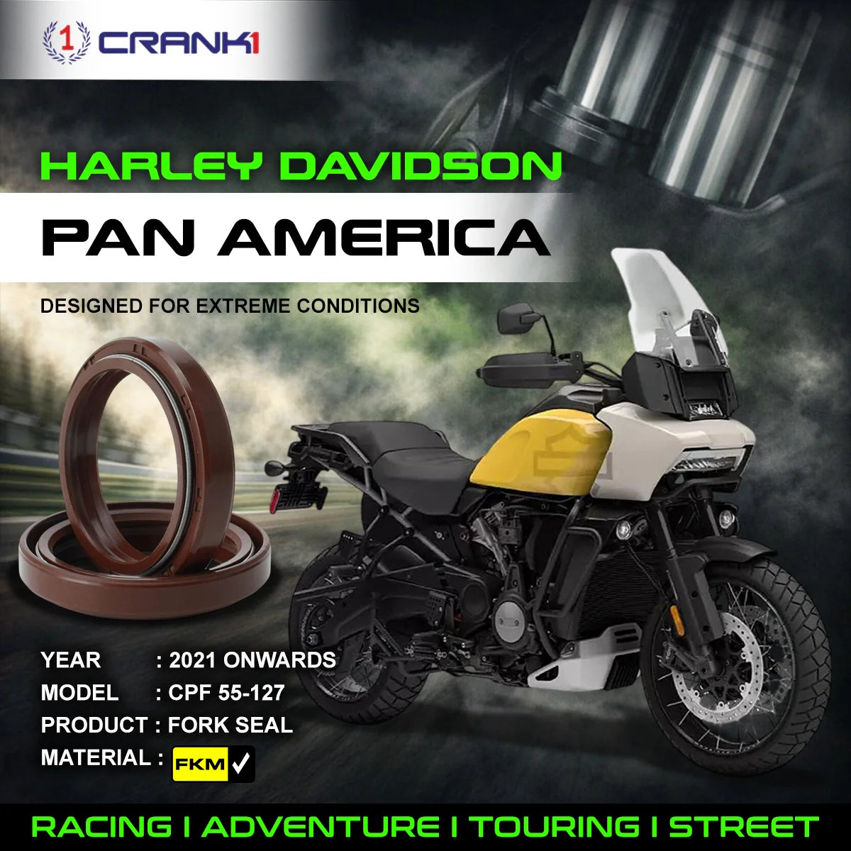 Crank1 Fork Oil Seals Pair For Harley Davidson Pan America (2021 Onwards) - CPF55-127