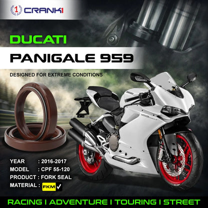 Crank1 Fork Oil Seals Pair For Ducati Panigale 959 (2016-2017) - CPF55-120