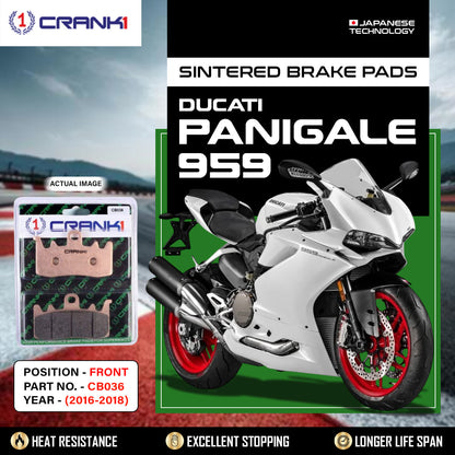 Crank1 Sintered Brake Pads For Ducati Panigale 959 (2016-2017) - Front - CB036 - 2 Sets