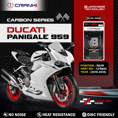 Crank1 Carbon Brake Pads For Ducati Panigale 959 (2016-2018) - Rear - CFB662