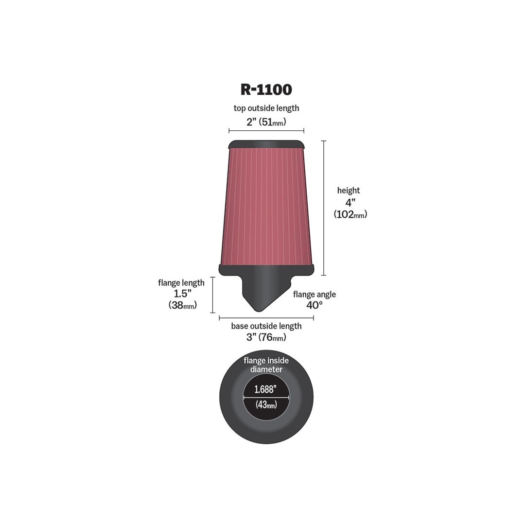 K&N High Flow Universal Air Filter - R-1100