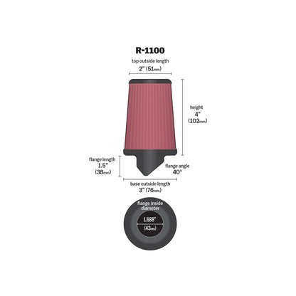 K&N High Flow Universal Air Filter - R-1100