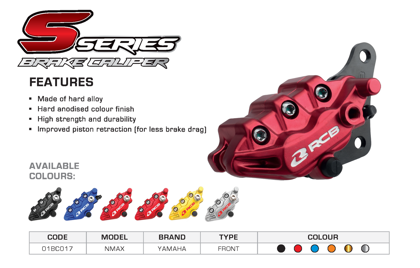 RCB S Series Brake Caliper for Yamaha Aerox/ R15 V3/ V4 Blue - 01BC017