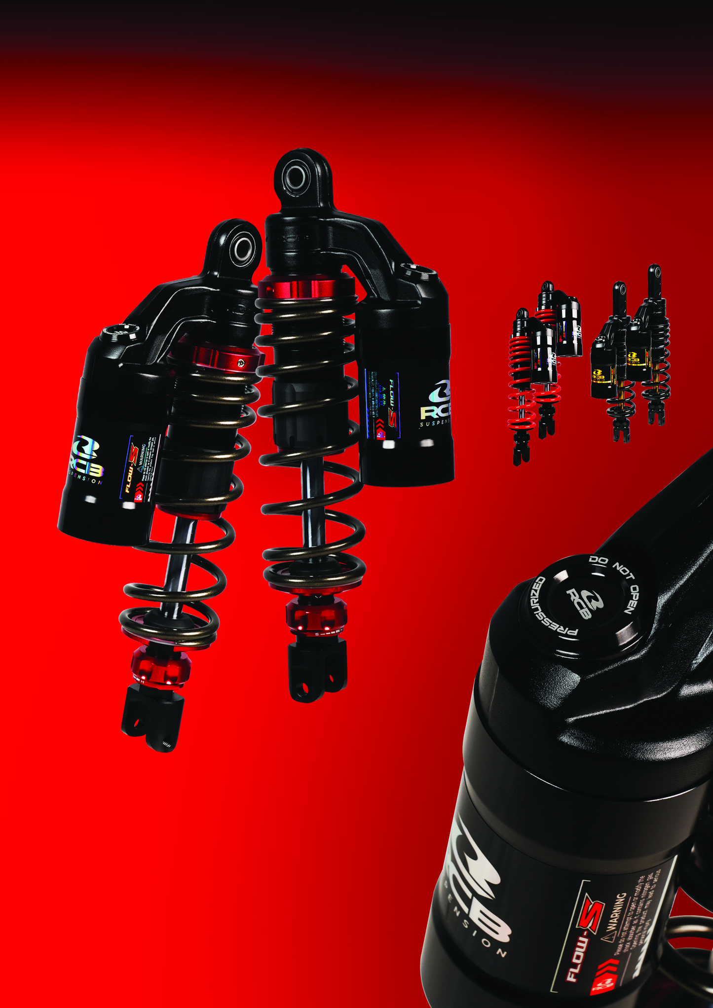 RCB FLOW-S Rear Shock Absorber for Yamaha Aerox 155 305MM RED - 01A0260R