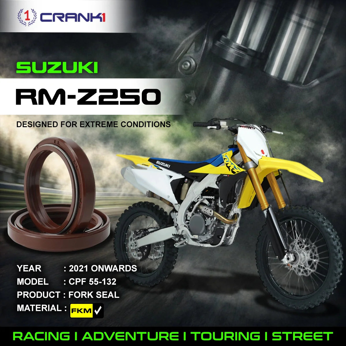 Crank1 Fork Oil Seals Pair For Suzuki RM-Z250 (2021 Onwards) - CPF55-132