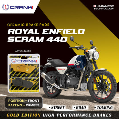 Crank1 Ceramic Brake Pads For Royal Enfield Scram 440 - Front - CRM859 - 1 Set