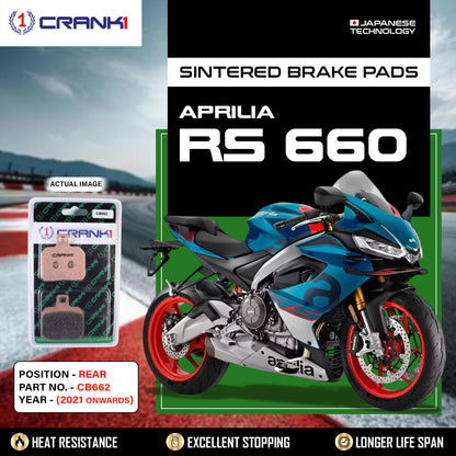 Crank1 Sintered Brake Pads For Aprilia RS 660 (2021 Onwards) - Rear - CB662