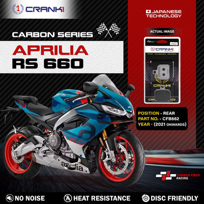 Crank1 Carbon Brake Pads For Aprilia RS 660 (2021 Onwards) - Rear - CFB662