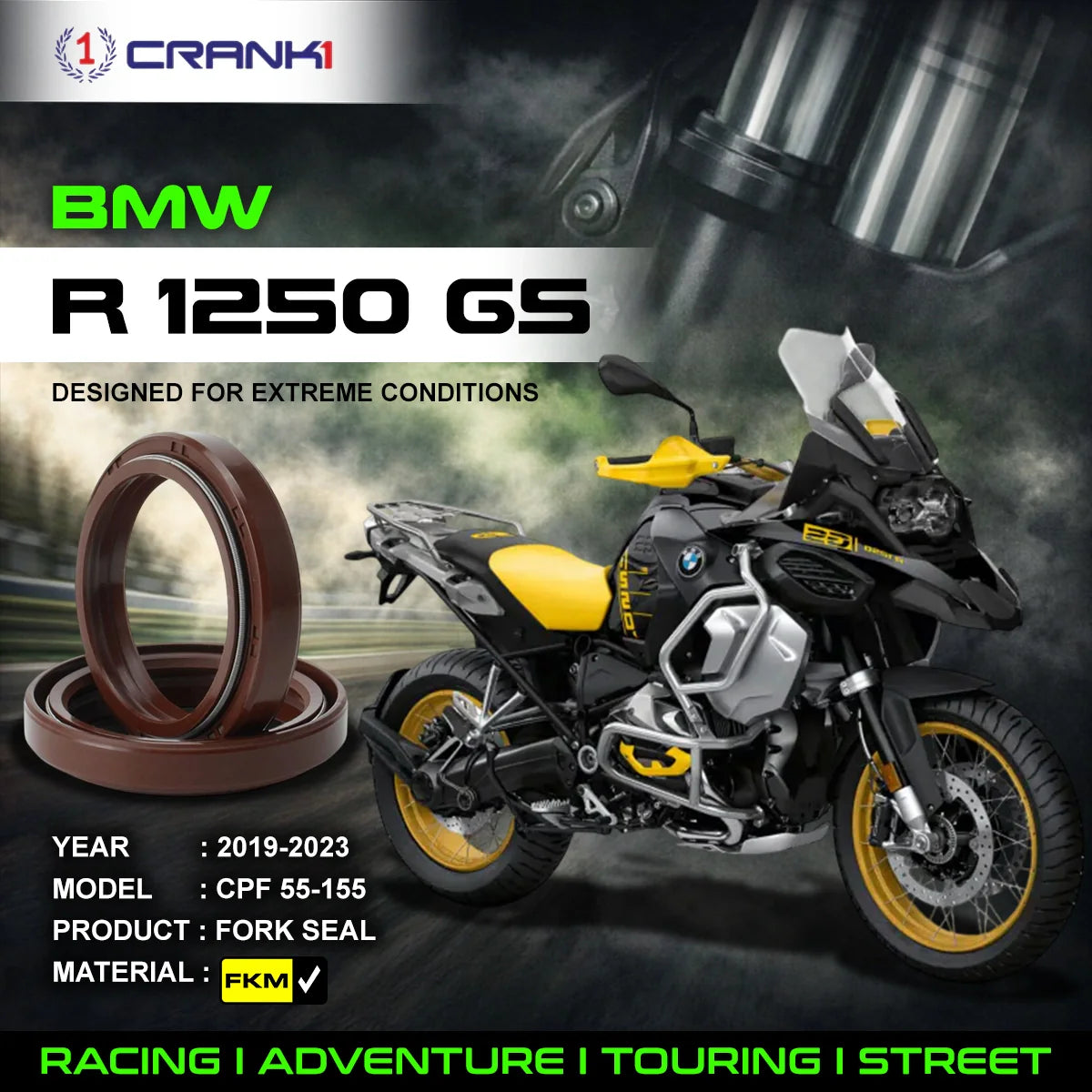 Crank1 Fork Oil Seals Pair For BMW R 1250 GS (2019-2023) - CPF55-155