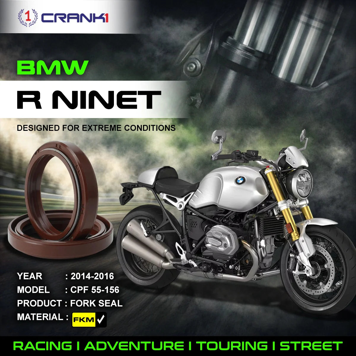 Crank1 Fork Oil Seals Pair For BMW R nineT (2014-2016) - CPF55-156