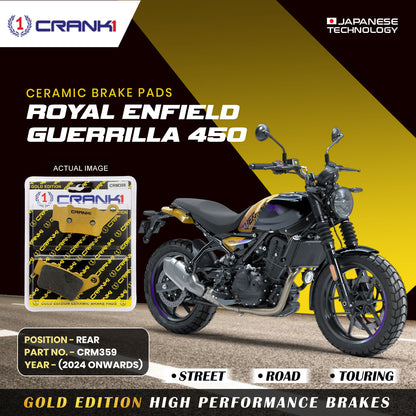 Crank1 Ceramic Brake Pads For Royal Enfield Guerrilla 450 (2024 Onwards) - Rear - CRM359